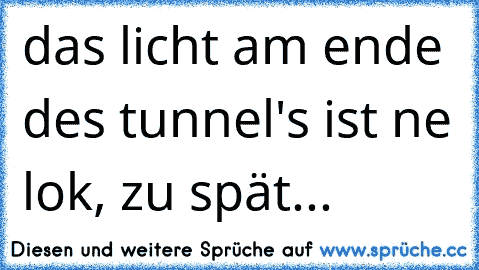 das licht am ende des tunnel's ist ne lok, zu spät...