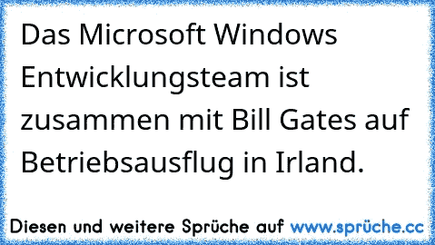 Das Microsoft Windows Entwicklungsteam ist zusammen mit Bill Gates auf Betriebsausflug in Irland.