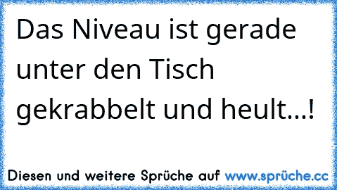 Das Niveau ist gerade unter den Tisch gekrabbelt und heult...!