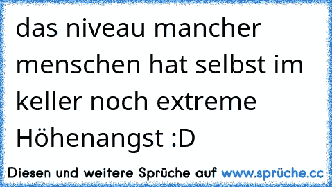 das niveau mancher menschen hat selbst im keller noch extreme Höhenangst :D