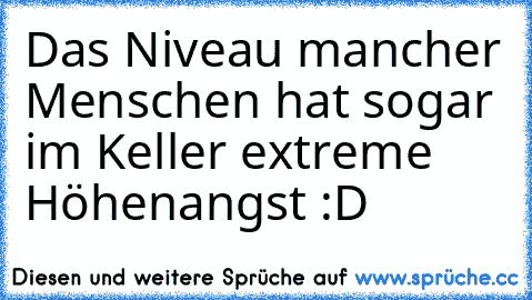 Das Niveau mancher Menschen hat sogar im Keller extreme Höhenangst :D