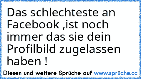 Das schlechteste an Facebook ,ist noch immer das sie dein Profilbild zugelassen haben !