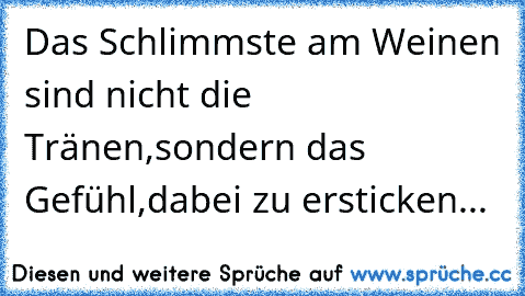 Das Schlimmste am Weinen sind nicht die Tränen,
sondern das Gefühl,
dabei zu ersticken...