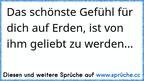 Das schönste Gefühl für dich auf Erden, ist von ihm geliebt zu werden...