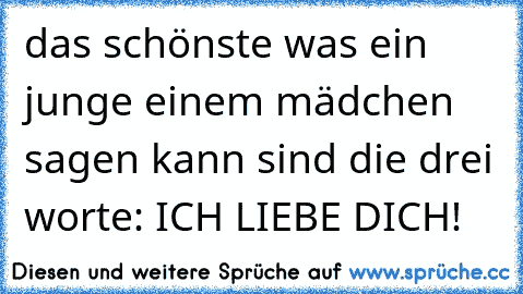 das schönste was ein junge einem mädchen sagen kann sind die drei worte: ICH LIEBE DICH!