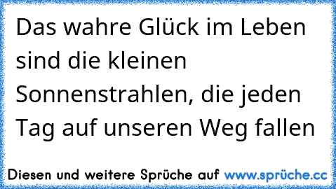 Das wahre Glück im Leben sind die kleinen Sonnenstrahlen, die jeden Tag auf unseren Weg fallen ♥