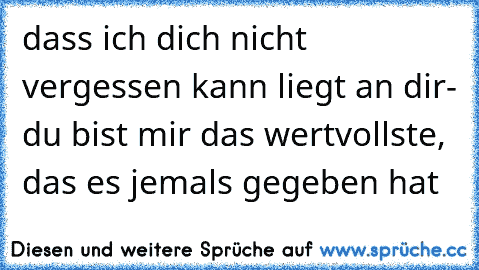 dass ich dich nicht vergessen kann liegt an dir- du bist mir das wertvollste, das es jemals gegeben hat ♥