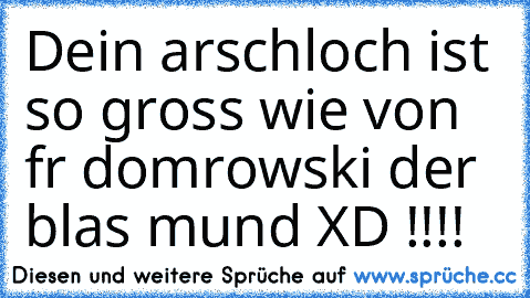 Dein arschloch ist so gross wie von fr domrowski der blas mund XD !!!!