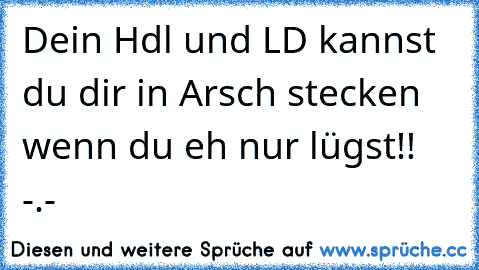 Dein Hdl und LD kannst du dir in Arsch stecken wenn du eh nur lügst!! -.-