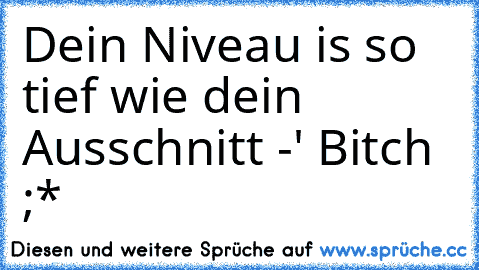 Dein Niveau is so tief wie dein Ausschnitt -' Bitch ;*