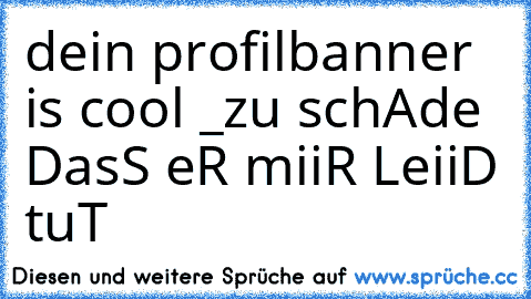 dein profilbanner is cool _zu schAde DasS eR miiR LeiiD tuT