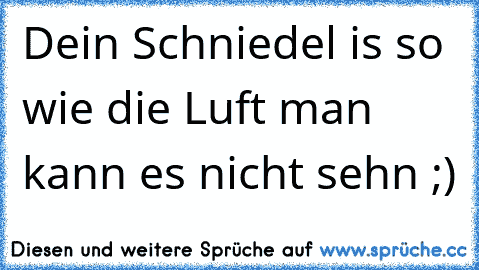 Dein Schniedel is so wie die Luft man kann es nicht sehn ;)