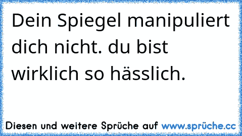 Dein Spiegel manipuliert dich nicht. du bist wirklich so hässlich.