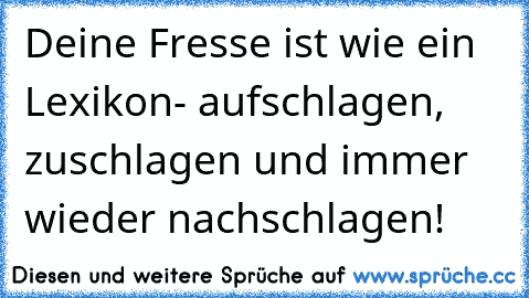 Deine Fresse ist wie ein Lexikon- aufschlagen, zuschlagen und immer wieder nachschlagen!