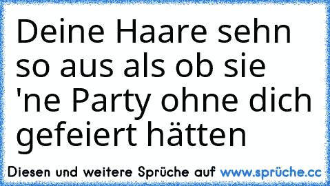 Deine Haare sehn so aus als ob sie 'ne Party ohne dich gefeiert hätten