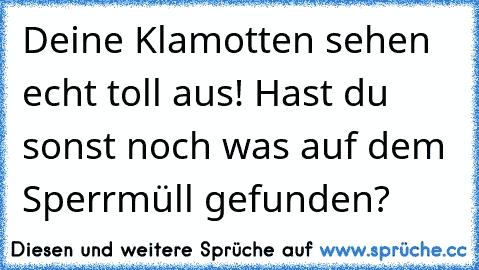 Deine Klamotten sehen echt toll aus! Hast du sonst noch was auf dem Sperrmüll gefunden?