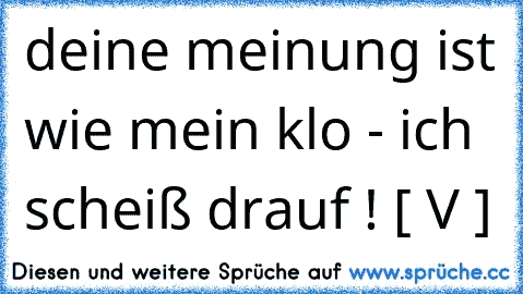 deine meinung ist wie mein klo - ich scheiß drauf ! [ V ]