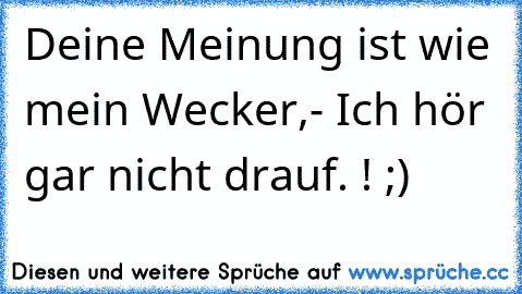 Deine Meinung ist wie mein Wecker,- Ich hör gar nicht drauf. ! ;)