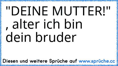 "DEINE MUTTER!" , alter ich bin dein bruder