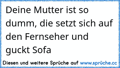 Deine Mutter ist so dumm, die setzt sich auf den Fernseher und guckt Sofa