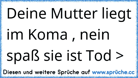 Deine Mutter liegt im Koma , nein spaß sie ist Tod >