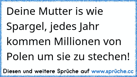 Deine Mutter is wie Spargel, jedes Jahr kommen Millionen von Polen um sie zu stechen!