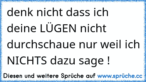 denk nicht dass ich deine LÜGEN nicht durchschaue nur weil ich NICHTS dazu sage !