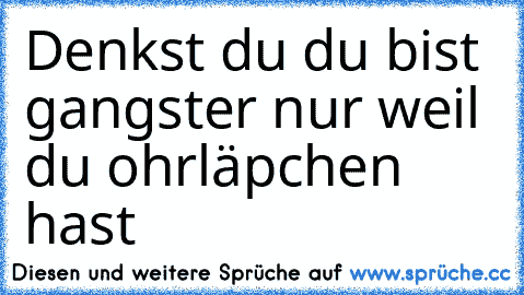 Denkst du du bist gangster nur weil du ohrläpchen hast