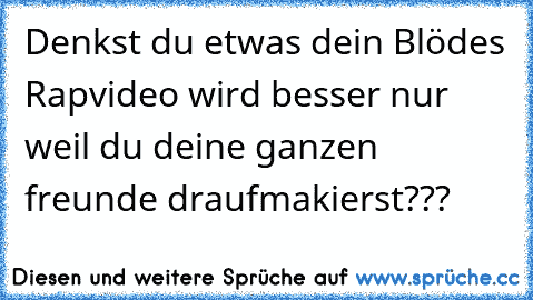 Denkst du etwas dein Blödes Rapvideo wird besser nur weil du deine ganzen freunde draufmakierst???