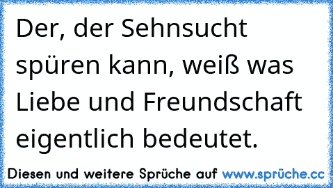 Der, der Sehnsucht spüren kann, weiß was Liebe und Freundschaft eigentlich bedeutet.