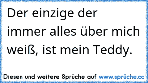 Der einzige der  immer alles über mich weiß, ist mein Teddy. ♥