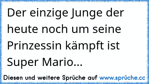 Der einzige Junge der heute noch um seine Prinzessin kämpft ist Super Mario...