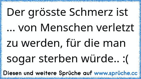 Der grösste Schmerz ist ... von Menschen verletzt zu werden, für die man sogar sterben würde.. :( ♥