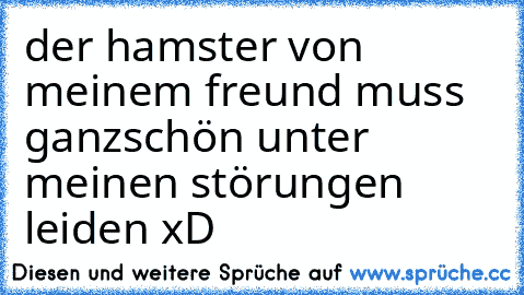 der hamster von meinem freund muss ganzschön unter meinen störungen leiden xD