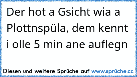 Der hot a Gsicht wia a Plottnspüla, dem kennt i olle 5 min ane auflegn