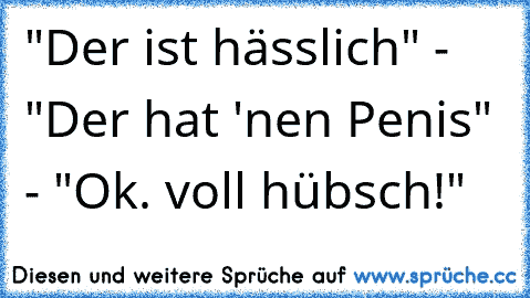 "Der ist hässlich" - "Der hat 'nen Penis" - "Ok. voll hübsch!"