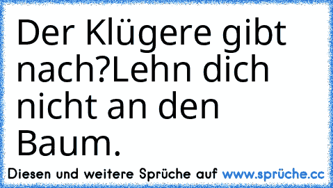 Der Klügere gibt nach?
Lehn dich nicht an den Baum.