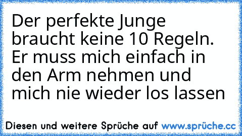 Der perfekte Junge braucht keine 10 Regeln. Er muss mich einfach in den Arm nehmen und mich nie wieder los lassen ♥