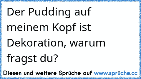 Der Pudding auf meinem Kopf ist Dekoration, warum fragst du?