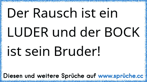 Der Rausch ist ein LUDER und der BOCK ist sein Bruder!   ♥