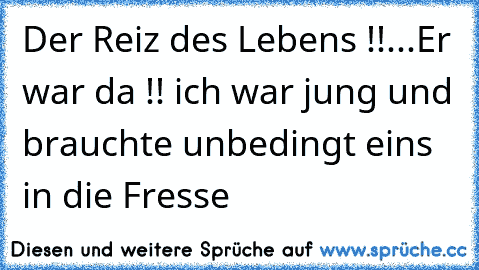 Der Reiz des Lebens !!...Er war da !! ich war jung und brauchte unbedingt eins in die Fresse