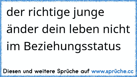 der richtige junge änder dein leben nicht im Beziehungsstatus