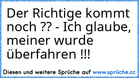 Der Richtige kommt noch ?? - Ich glaube, meiner wurde überfahren !!!