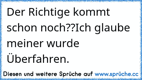 Der Richtige kommt schon noch??
Ich glaube meiner wurde Überfahren.