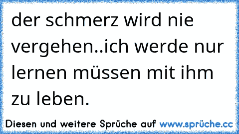 der schmerz wird nie vergehen..
ich werde nur lernen müssen mit ihm zu leben.