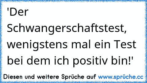 'Der Schwangerschaftstest, wenigstens mal ein Test bei dem ich positiv bin!'