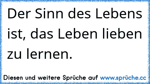 Der Sinn des Lebens ist, das Leben lieben zu lernen.