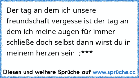 Der tag an dem ich unsere freundschaft vergesse ist der tag an dem ich meine augen für immer schließe doch selbst dann wirst du in meinem herzen sein ♥ ;***