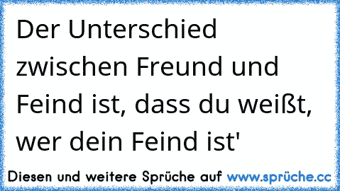 Der Unterschied zwischen Freund und Feind ist, dass du weißt, wer dein Feind ist'