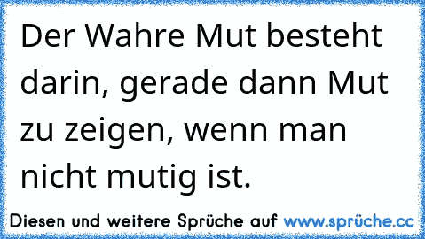 Der Wahre Mut besteht darin, gerade dann Mut zu zeigen, wenn man nicht mutig ist.